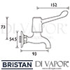 Bristan Lever Bib Taps with 3 Inch Levers Dimensions